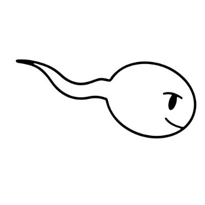 Precum mascot, a smiling sperm cell